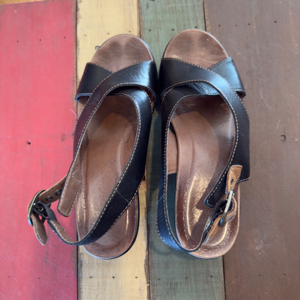 Dansko Jacinda Cross Strap Wedge Sandals Comfort Slingback 9702020200 Size 38 - Picture 3 of 8